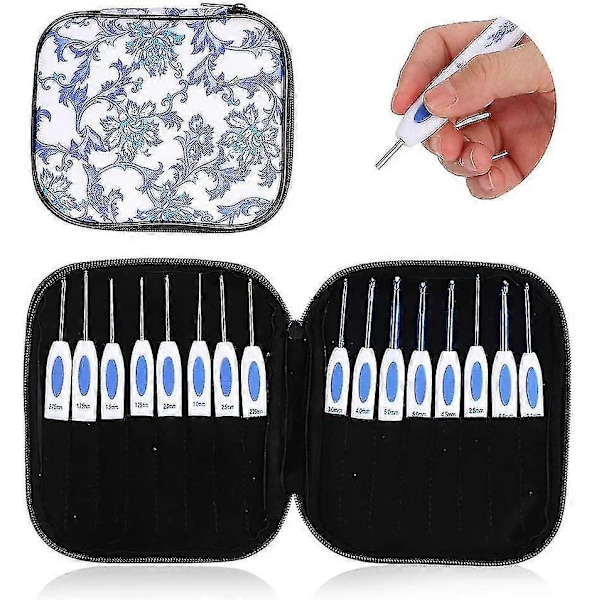Clover Virknålar Set 16st Med Bärbar Väska För DIY Handvirkning Konst För Älskare (blå) Blue