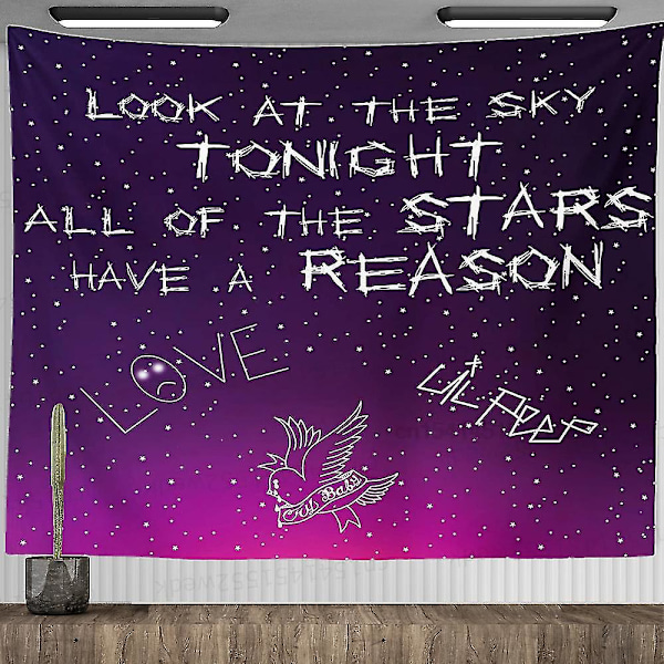 Lil Peep Vægtæppe Væghængende Se På Himlen Kunst Vægtæppe Tæppe Sort Hippie Hexemagiske Vægtæpper Æstetisk Værelsesindretning AGT5586 70x50cm