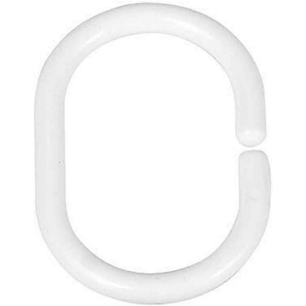 Dusjforhengringer sett med 24 - oval, Plast, 3 x 4,5 cm, Hvit