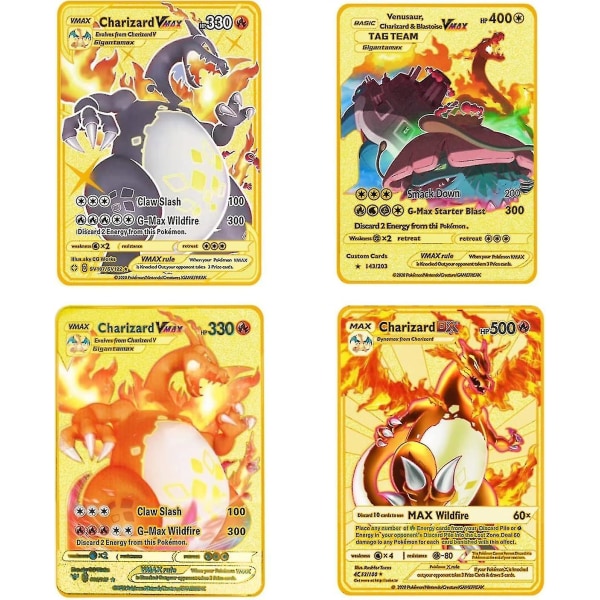 Charizard Vmax Metal Card - 4pcs Ultra Rare Cards Metal Card V Card/vmax/ex/dx Collection Cards - The Gift For Collectors[HK]