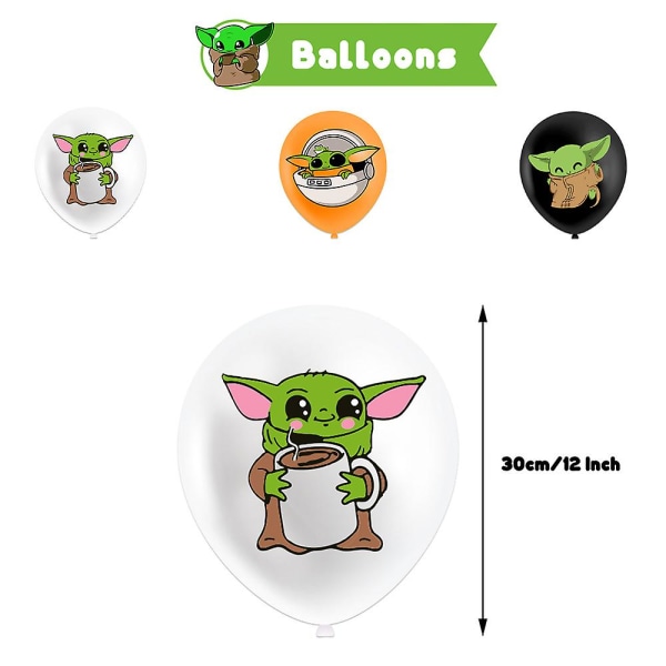 Star Wars Yoda Baby Festtillbehör Dekoration Grattis på födelsedagen Banner Cake Toppers Ballonger Kit