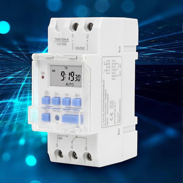Veckotimer 12V DC 16A LCD-display med nedräkningsfunktion och utbytbart batteri
