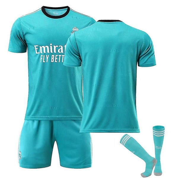 Real Madrid Second Away Green Jersey No. 9 Benzema No. 10 Modric Fotbollströja Set Barn Jersey Unnumbered adults XS(160-165CM)