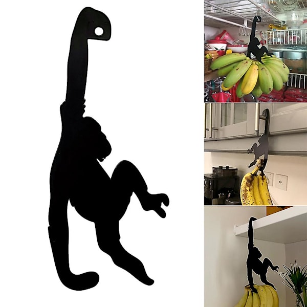 Luovu Banana-koukku Musta Metalli Koukku Apina Gorilla Banana-teline Avaimet Ripustuskoukku Vaatteiden SäilytystelineBY