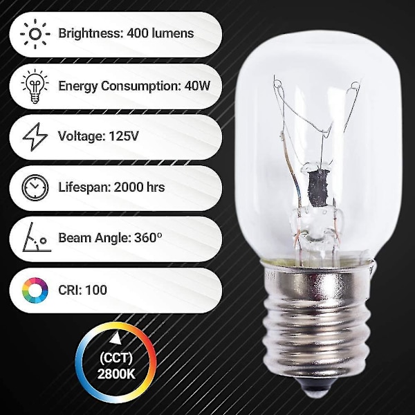 Ljuslampa 40w E17 125v Ersättningsdel - Exakt Passform För Mikrovågsugnar Och Lava - 3-pack