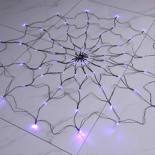 Halloween-lampor Spindelväv | Lila Spindelvävs-Halloween-lampor för inomhusbruk i sovrummet med 70 LED-lampor | IP44 Vattentät utomhuslampa