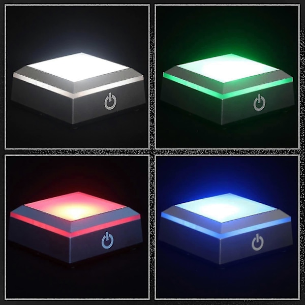 LED-ljusbas för kristall 3D-glaskonst Färgglad belyst fyrkantig stativdisplayplatta platt