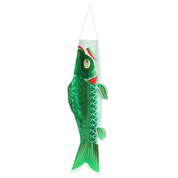 Japanilainen Karpikala-Tuulilippu Tuulessa, Väriä Kestävä Kalallinen Koi-Tuulilippu, Perinteinen Ripustuslippu & -banneri Green 40cm