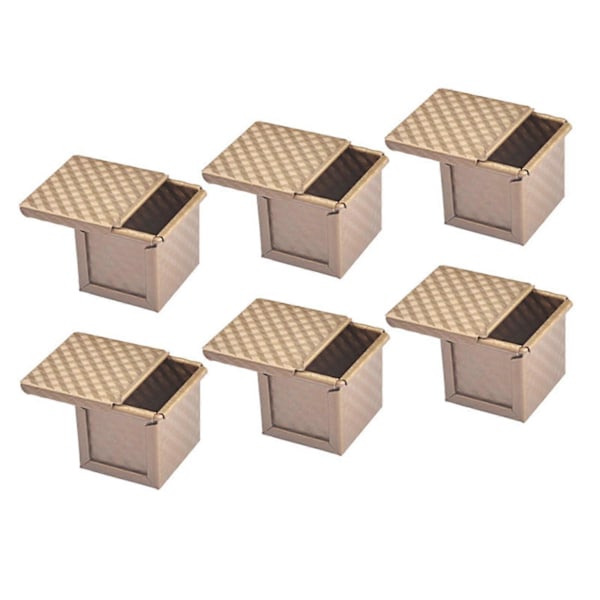 6X Firkantet Brødform med Lokk Toastform Brødform Pullman Brødform med Lokk Non-Stick Mini Vann C