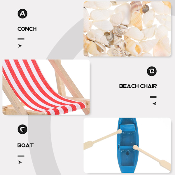 1 set dockhus strand stil prydnad mini strand stil prydnad strand stil miniatyr prydnad 5.5X4.7CM