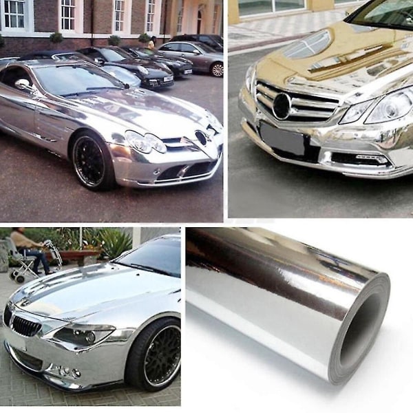 Bil Elektro Vinyl Film Belægning Fiber Krom Sølv Wrap Klistermærker Selvklæbende Dekal Styling 5.9in X 60in