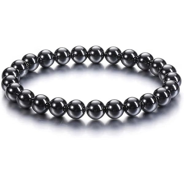 Helbredende Krystall Armbånd 8mm Naturlige Edelstensperler Armbånd for Kvinner Menn Energi Kvarts Krystall Stein Elastisk Armbånd for Hennes Julegave hematite