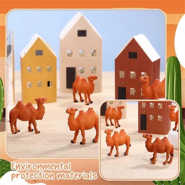 24 stk Kamelfigurer Miniaturelegetøj Kamelmodeller Dyrefigurer til Kagetopper Hjemmeskrivebord Eller Brown