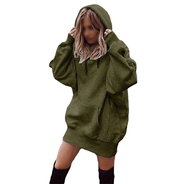 Dame løs T-shirt med hættetrøje til damer Army green,3XL