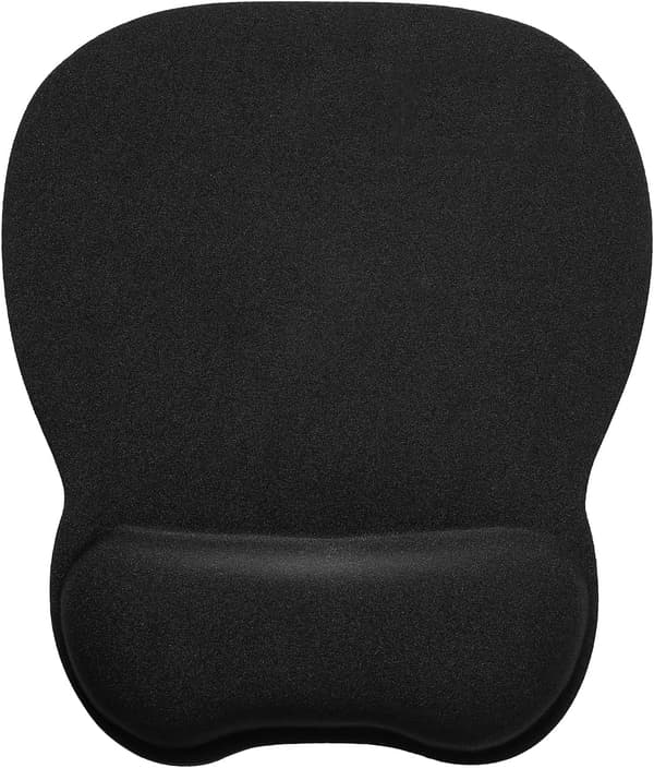 Musemåtte med ergonomisk håndledsstøtte, 4 mm musemåtte med memory foam fyld, tekstureret slidstærk vaskbar, sort