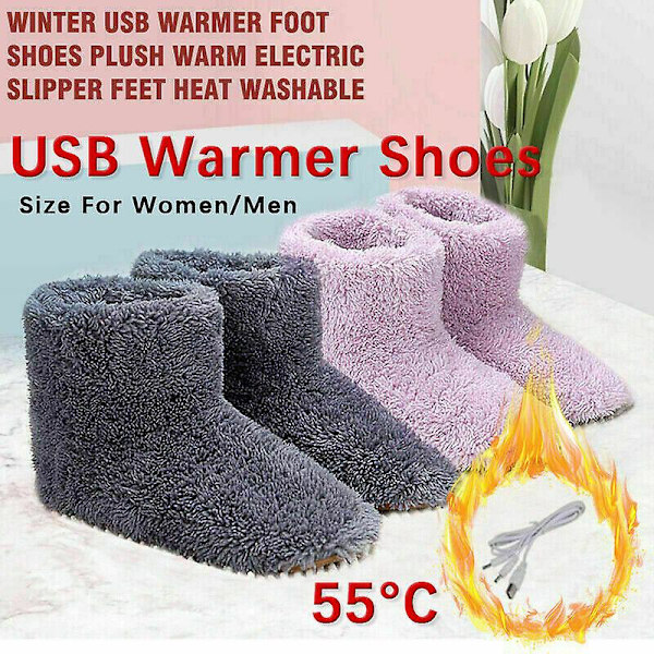 Vinter USB Elektriska Uppvärmningsskor Kvinnor Män Bekväma Plysch Fotvärmare SkorBY Women size 35-39