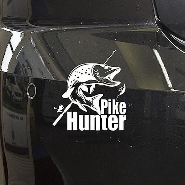 Pike Hunter -kalastushattu Peräluukun sivuikkunan tarra Auton ja kuorma-auton tarra Koriste (FMY)