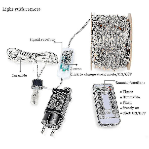 30m 50m 100m LED-valosarjat Koristelu Makuuhuoneen Sisustus Uusivuosi Garl Copper Multi color 10M No controller
