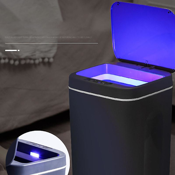 16L Automatisk Sensor Soptunna Induktionsavfallskorg Eco-Soptunna Hushållssoptunna - Blå blue