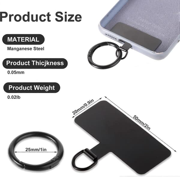 Telefon Tether Patch, Universal Metal Telefon Tether Tab med Fjederring Lanyard