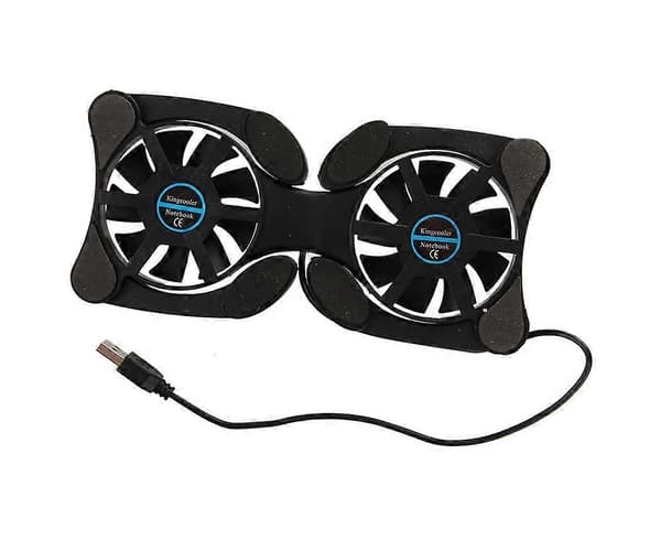 Bærbar Foldbar Notebook Laptop Dobbelt USB Fan Køler Kølebase - Sort