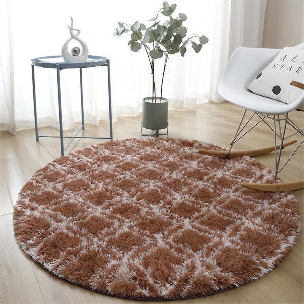 Rundt tæppe Blødt Behageligt Fluffy Shaggy Høj Bunke Tæppe Til Stue Soveværelse Round Floor Mat-11 Diameter 40cm