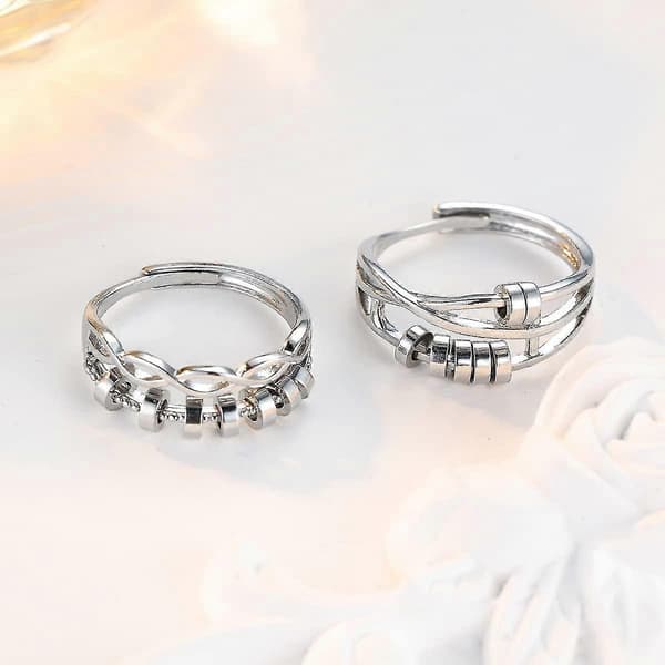 Fidget Ring mod Angst Fidget Ringe mod Angst til Kvinder Justerbar Stabling Angstlindring Regnbue Fidget Ring Smykker Gaver (angst Bea [DB]