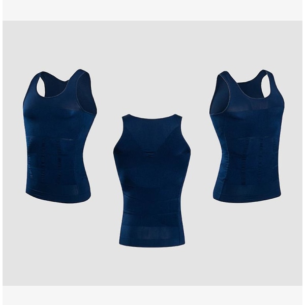 Herr Body Shaping Sweat Bastu Stretch Mage Control Body Underkläder Tight Shapewear Blue XXL