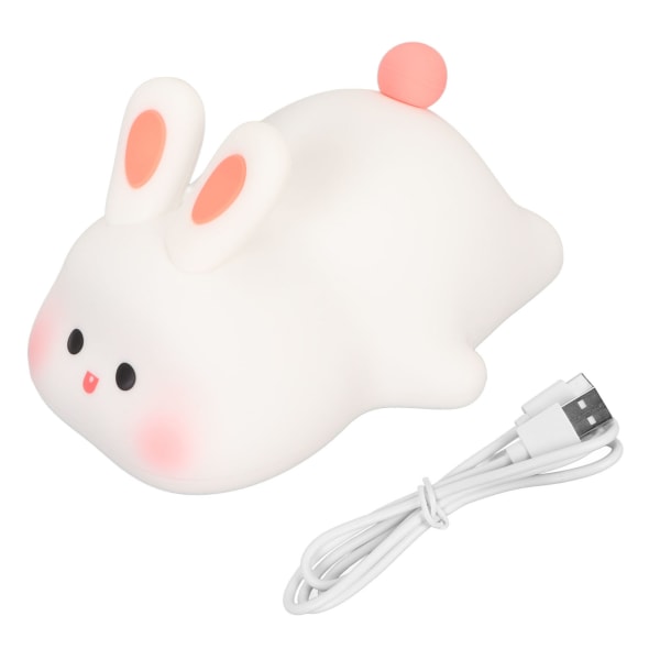 Kawaii kanin natlampe blød silikone natlampe bærbar USB genopladelig sengelampe til baby småbørn børn