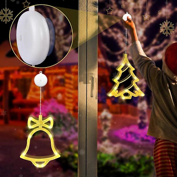 LED Stjerne Julebelysning, LED Julepynt med Sugkopper, LED Stjerne Feelygter, Varmt Hvid LED Stjerner Julevindue Fest til Indendørs