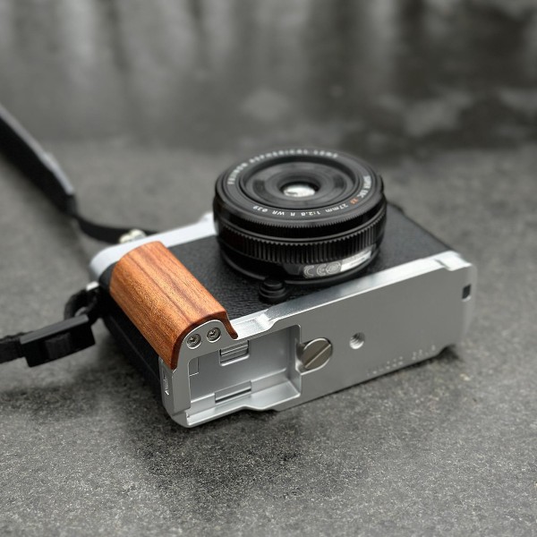 Premiumkamera Trä L-handtag med bas i aluminiumlegering för Fuji Fujifilm XE4 X-E4 Ebony Silver base