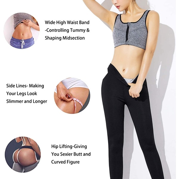 Kvinner Hot Sweat Body Shaper Slankende Bukser Vekttap Leggings Three point pants L