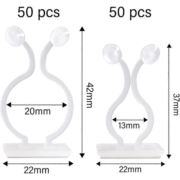 100-pack Växtstöd Clips, Självhäftande Växtclips, Väggclips för Klättrande Trädgårdsväxter Självhäftande Krok för Klätterväxter, Kabelfixering eller för