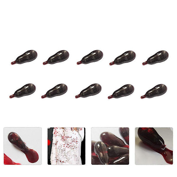 10 st Lek-verktyg Halloweenfesttillbehör Halloween Falskt Blod Falskt Blodkapslar Falskt Blodkapslar Red 2.5X1CM