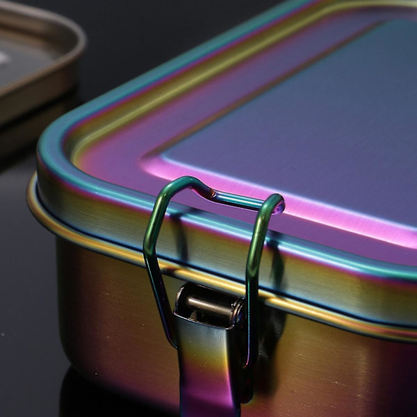Rustfrit Stål Bento Box Lækagesikker Metal Madkasse med Aftagelig Skillevæg Madkasse til Børn og Voksne (Regnbue)-hhny Rainbow