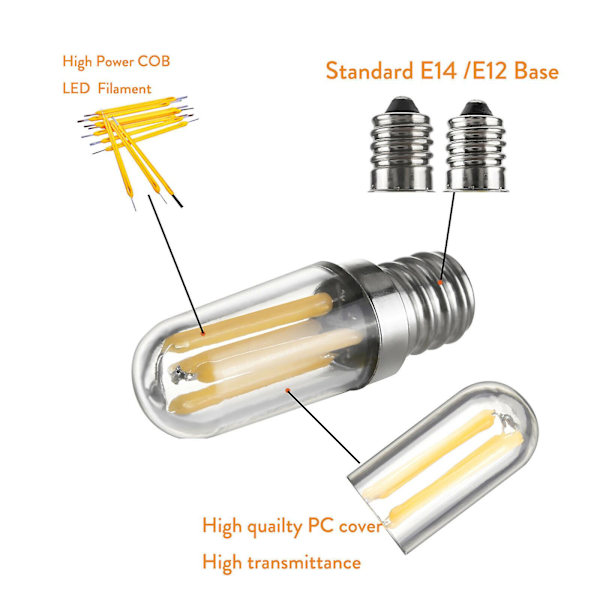 10 stk. Dæmpbare Mini LED Køleskabslys Pærer Ampoule E12 E14 110v 220v Vintage Glødetrådslys Lampe Til Hjem Loft LysekronerBY E12 110V 1W-Cool White