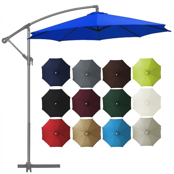 2M Terrasseparasol Markedsbordparasol med 6 Robuste Ribber, Trykknap Hældning/Sving Udendørs Parasol til Have, Dæk, Baghave, Pool og Strand (Parasol Light Brown