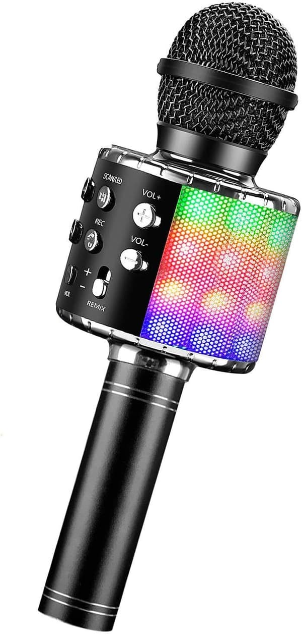 Karaoke Bluetooth Trådløs Mikrofon, Barn og Voksen Mikrofon, 5 Stemmeforandrere