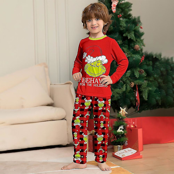 Julgrinch Tryckta Familjematchande Pyjamas Sovkläder Jul Vuxna Barn Spädbarn Nattkläder Pyjamas Pjs Set Boys 5-6Y