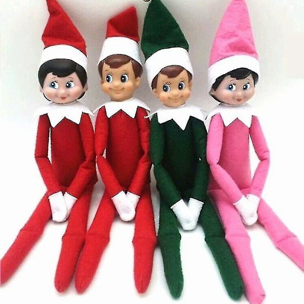 Elf Dukke Julepynt Børnegave Overraskelse Plyslegetøj Jule Reindeer Elves Pink Rød Farver Brown face boy