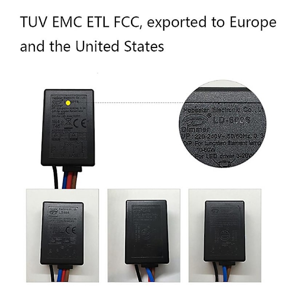 Ld-600s Innebygd 3-veis fingerberøringsdimmer Av/på-bryter Us Eu Black EU2