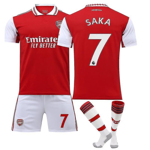 Arsenal 2022-2023 Ny säsong Vuxna Barn Fotbollströja Set 22 23 Saka 7 Kids 22(120-130CM)
