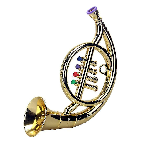Franskt horn med 4 färgade tangenter, tidig musikutbildning, leksaksprop, miniatyrblås instrument för [DmS]