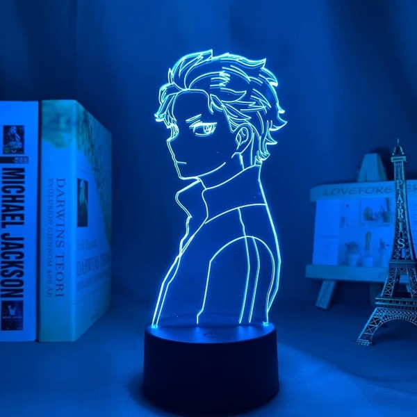 Anime 3D Lampe Rem og Ram fra Re Zero Starting Life in Another World Natlampe til Soveværelsesindretning Fødselsdagsgave LED Natlys (Farve: A)BY C