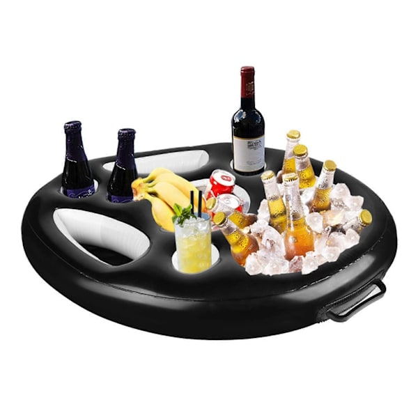 PVC Flydende Drikkeholder Oppustelig Flydende Dåseholder Spabad Pool Party Gaver black