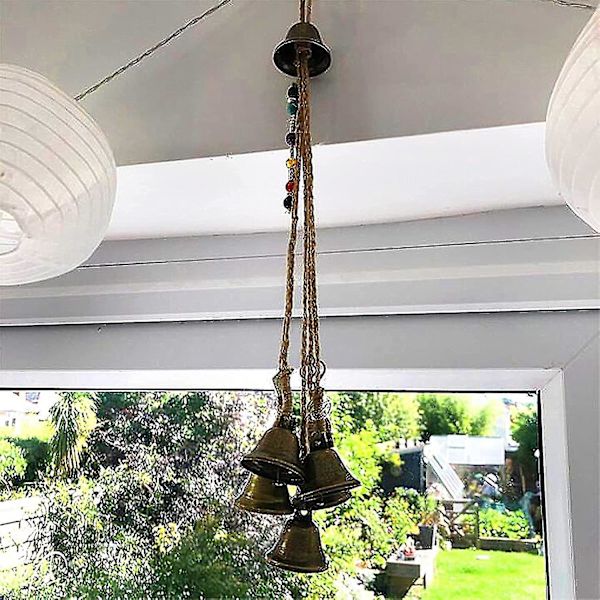 Häxornas klockor, dörrskyddscharm, Boho vindspel hängande prydnader för veranda, trädgård, fönster (1 set-48 cm)