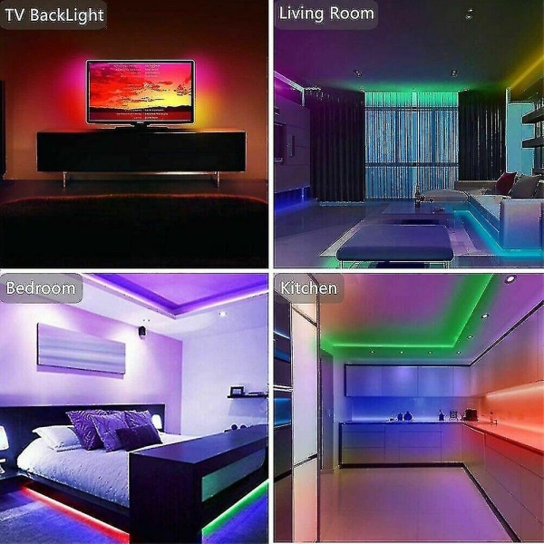 1m/2m/3m/4m/5m 2 i 1 LED-remsor 5050 RGB Färgväxlande Skåp TV USB Bluetooth FestdekorationerBY 1M 30LED