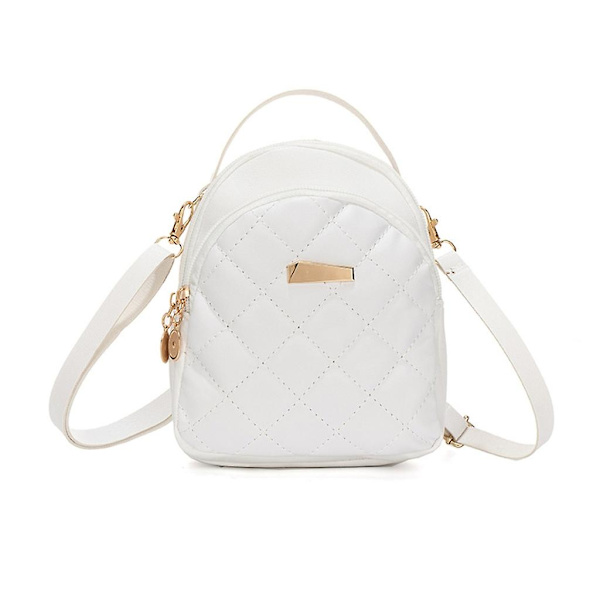 Flickor Casual Daypack Kvinnor Pu Läder Ryggsäck Studenter Liten Skolryggsäck  (FMY) White