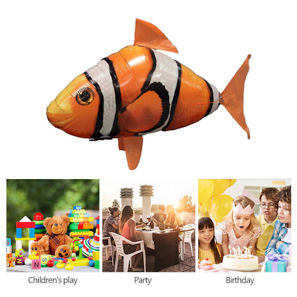Fjärrstyrd Flygande Haj Uppblåsbar Rc Uppblåsbar Ballong Leksak Barnpresent Orange Clownfish