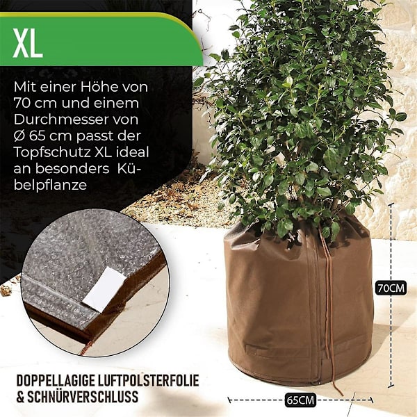 Termisk Pottebeskytter til Planter, Blomsterpottebeskyttelse, Vinterbeskyttelse, Kuldebeskyttelse, Frostbeskyttelse 50 X 70cm Brown